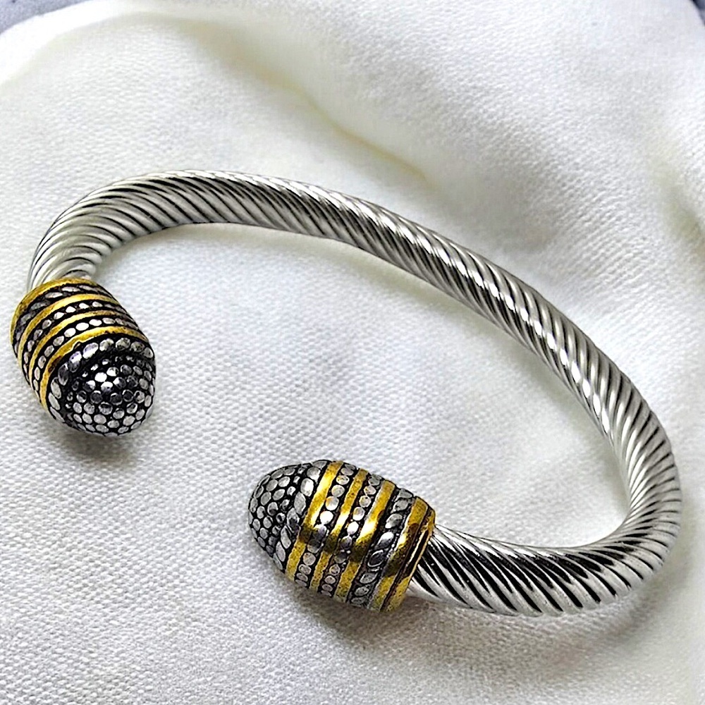 Luxury Stainless Steel Bangle Bracelet Gold & Sterling Silver Plated